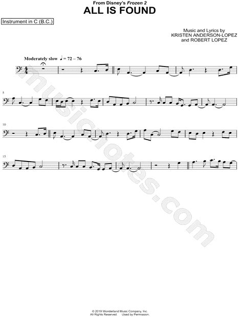 Disney Sheet Music Bass Clef