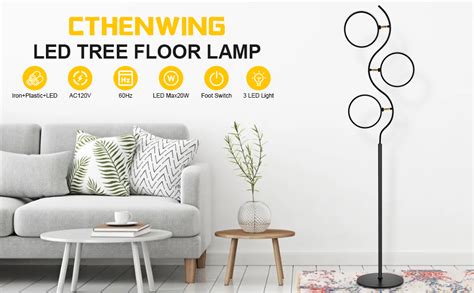 Led Tree Floor Lamp Modern Floor Lamp Tall Standing Pole Lamp