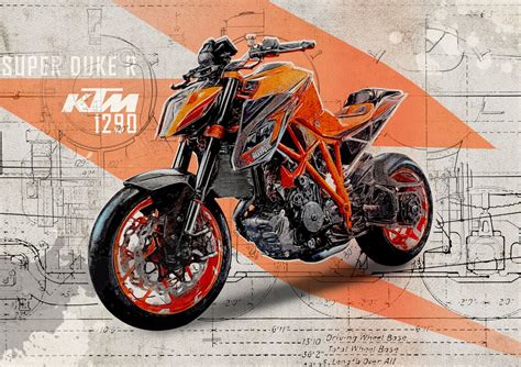 Ktm 1290 Super Duke R Motorcycle Poster Etsy