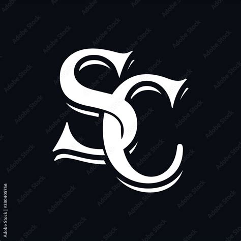 Initial Letter Sc Logo Template With Overlap Vintage Font In Flat