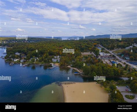 Lake Winnipesaukee And Village Of Weirs Beach Aerial View With Fall