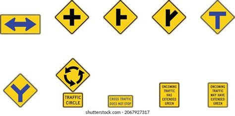 Intersection Warning Signs Road Signs Stock Vector (Royalty Free ...