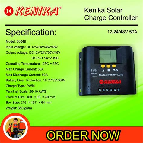 Jual Kenika LCD Solar Charge Controller 50A 12v 24v 36v 48v AUTO