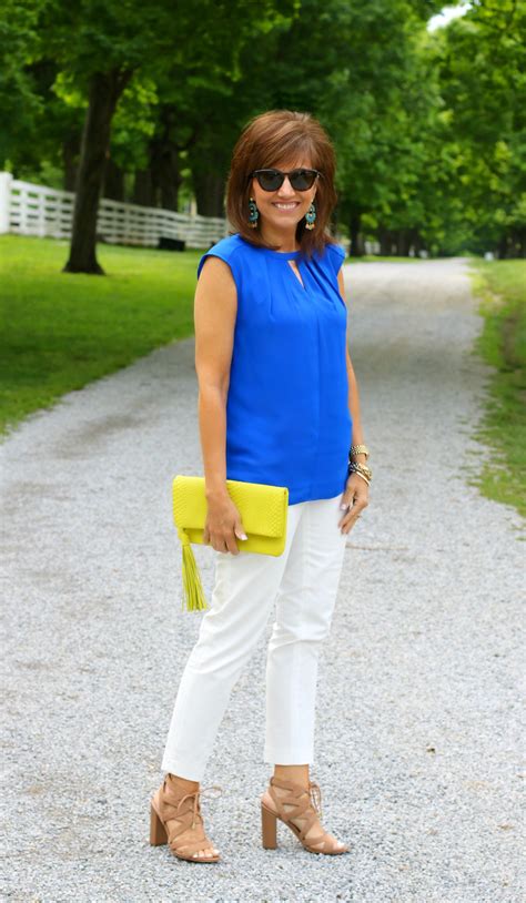 royal blue  yellow outfit  spring cyndi spivey