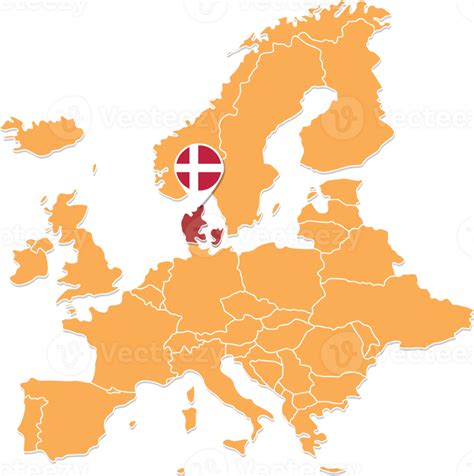 Dinamarca Mapa En Europa Dinamarca Ubicación Y Banderas 24584128 Png