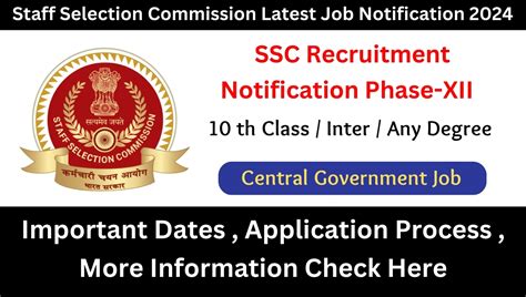 Staff Selection Commission Latest Job Notification 2024 SSC