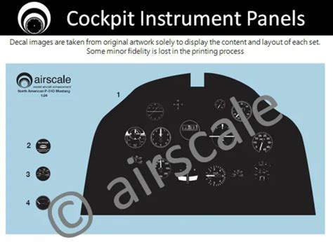 AIRSCALE P51 MUSTANG Cockpit Decals Airfix 1 24 Scale AS24 NAA 6 25