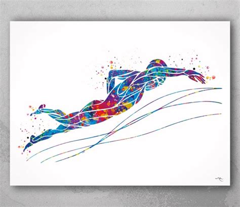 Swimmer Art Watercolor Print Swimmer Boy Girl Gift Art Etsy Australia