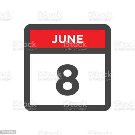 6 月 8 日日曆圖示帶月中日期向量圖形及更多2021圖片 2021 2024 2025 Istock