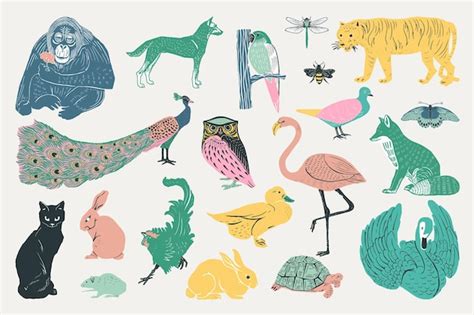 Free Vector | Vintage animals illustration collection