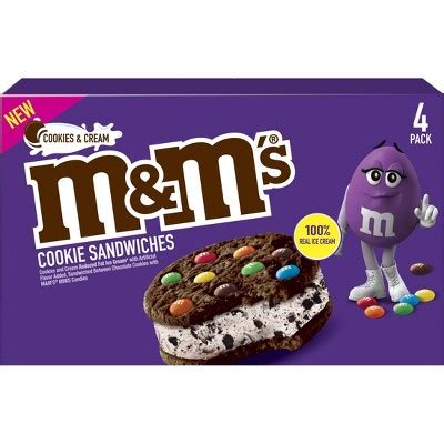 M M S Cookies Cream Frozen Ice Cream Sandwiches 4ct 16 Fl Oz Target