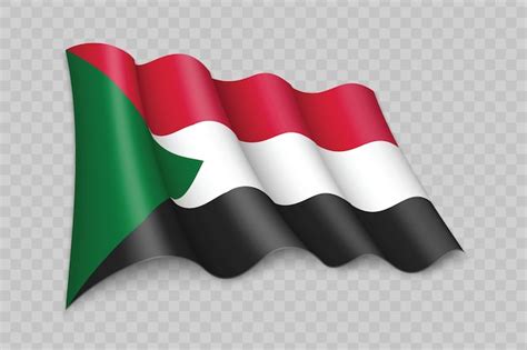 Premium Vector 3d Realistic Waving Flag Of Sudan