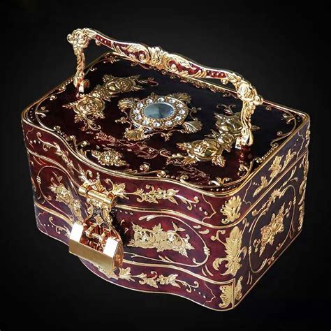 Vintage 3 Layers Jewelry Box Ornate Antique Finish Engraved with Lock – Nillishome