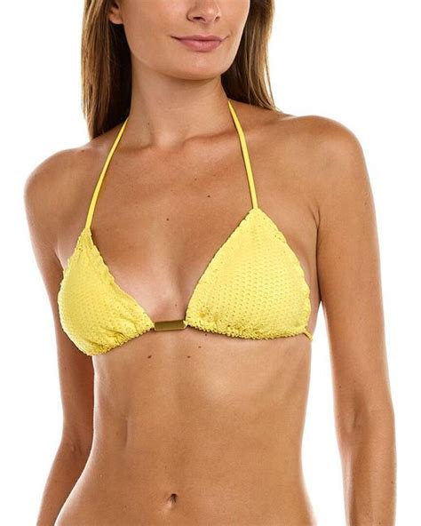 Vix Synthetic Scales Ripple Triangle Bikini Top In Yellow Lyst