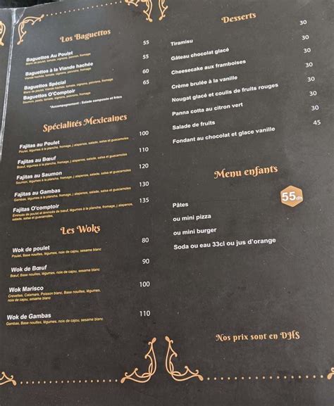 MENU O Comptoir Marina Tanger 2025 Les meilleurs Restaurants à Tanger