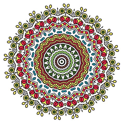 Mandalas Coloridas Ornamento Redondo Decorativo Vetor Premium