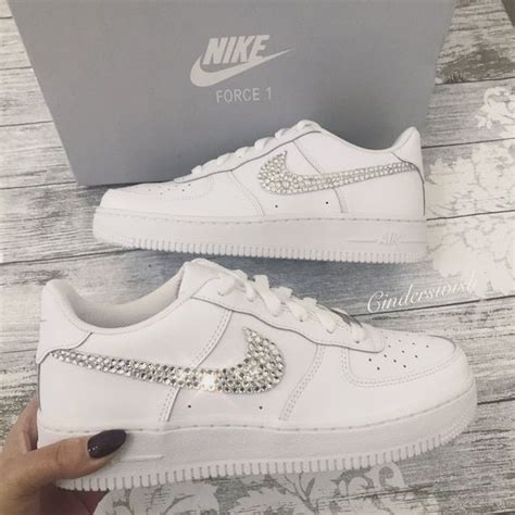 Adult Size Swarovski Custom Nike Air Force Ones In Pure White