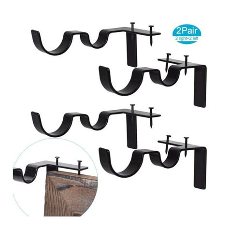 3 Pairs Curtain Rod Brackets Set Double Curtain Rod Holders Easy No ...