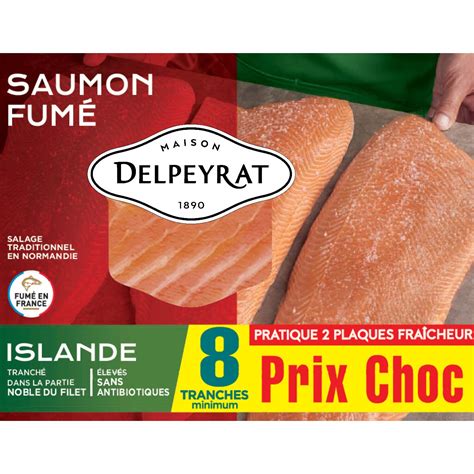 Saumon fumé Origine Islande le lot de 8 tranches à Prix Carrefour