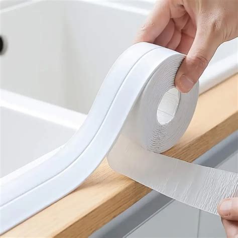 1roll Caulk Tape, Bathroom Shower Sink Bath Sealing Strip Tape, White PVC Self Adhesive ...