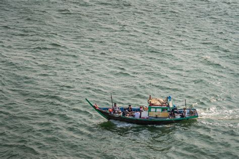 Closeup Of Small Recreational Fishing Vessel Returning To Da Nang Port