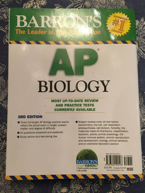 Barron S AP Biology By Deborah T Goldberg 2010 Trade Paperback