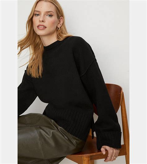 Buy Oasis Cosy Turn Back Cuff Mock Neck Sweater In Black 6thStreet Qatar