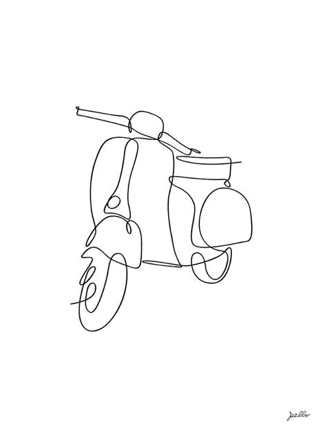 One Line Vespa Digital Art By Paolo Brindesi Pixels