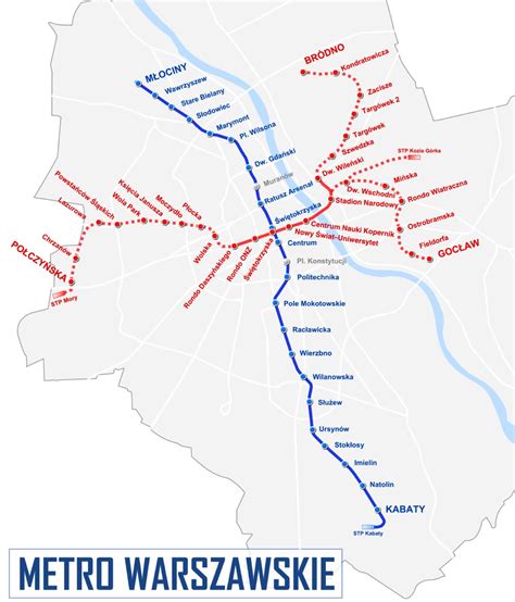 Warsaw metro map - Ontheworldmap.com