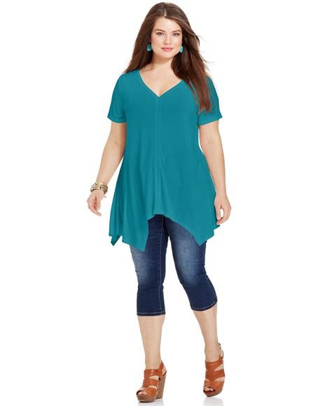 American Rag Plus Size Short Sleeve Handkerchief Hem Top And Reviews