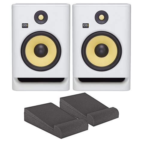 KRK ROKIT RP8 G4 Studio Monitors Pair With Isolation Pads White At