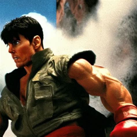 Still Of Tom Cruise As Ryu In Street Fighter Fighting Stable Diffusion