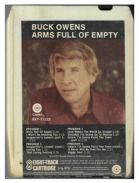 Owens Buck Arms Full Of Empty Capitol 8XT 11222 8 Track Tape