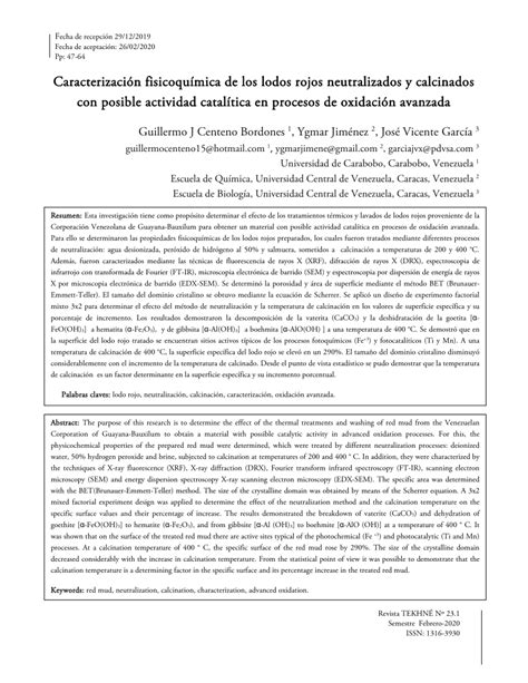 PDF Caracterización fisicoquímica de los lodos rojos neutralizados y