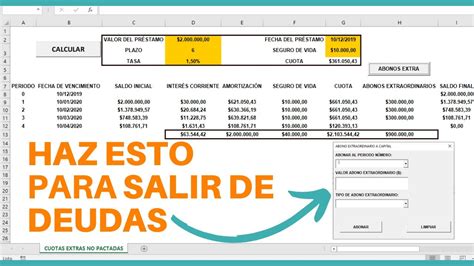 TABLA de AMORTIZACIÓN con ABONO a CAPITAL en EXCEL AUTOMATIZADO