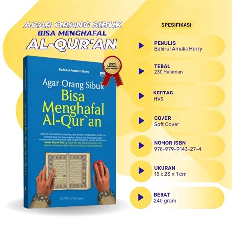 Jual Buku Agar Orang Sibuk Bisa Menghafal Al Quran ORI Original Soft