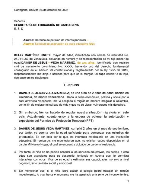 Gu A Para Redactar Una Carta De Solicitud De Cupo Para Escuela