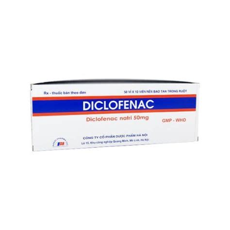 Thuốc Giảm đau Kháng Viêm Diclofenac 50mg Dp Hà Nội Hộp 50 Vỉ X 10