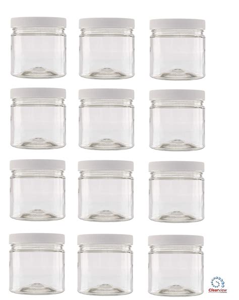 Clearview 1 Cup Plastic Jar 12 Pack Containers And