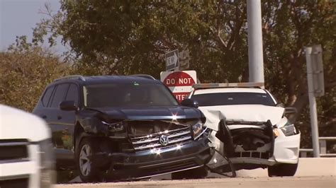 Vehicle Slams Into Police Cruiser Hits Other Car During Traffic Stop