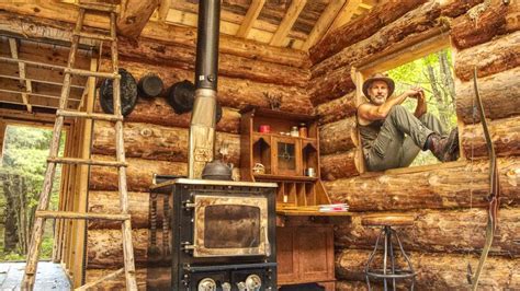 Half A Roof Wood Stove Installation Building An Off Grid Log Cabin