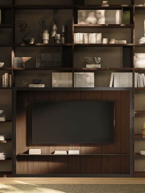 ANTIBES SYSTEMS Sectional wall-mounted wooden bookcase with TV stand By ...