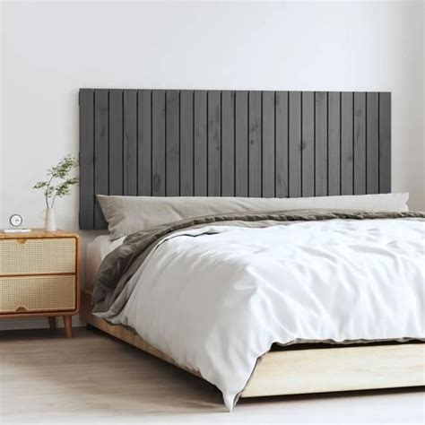 Tête de lit murale Gris PWSHYMI 147x3x60 cm Bois massif de pin