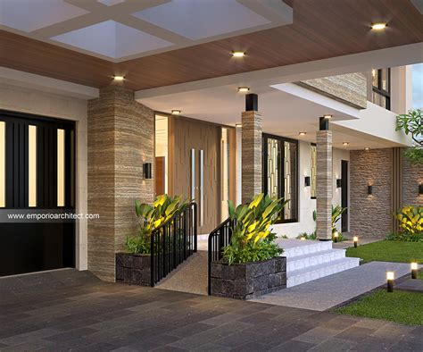 Desain Tampak Detail Depan Rumah Modern Lantai Ibu Ivana Di Solo