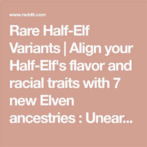 Rare Half-Elf Variants | Align your Half-Elf's flavor and racial traits ...