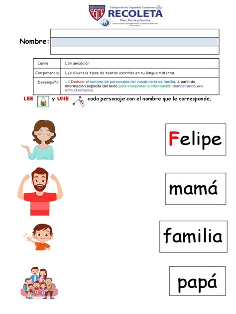 Ficha Miembros De La Familia Pdf