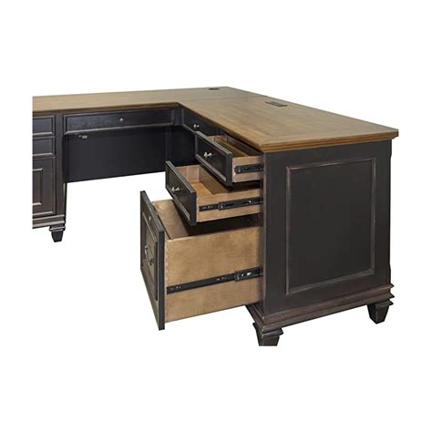 Martin Furniture Hartford Wood 70 Pedestal L Shaped Desk In Brown