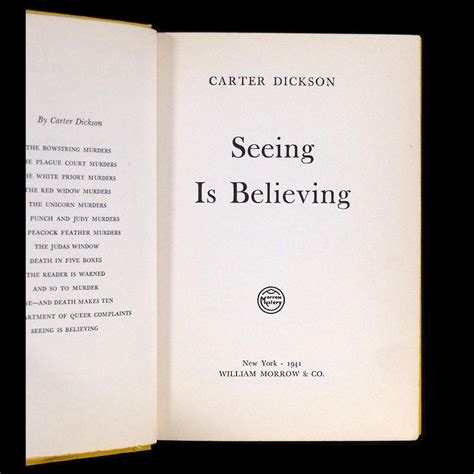 Seeing Is Believing Par Dickson John Dickson Carr Carter 1941 1st Edition Lok Man Rare