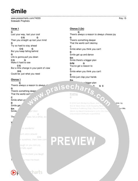 Smile Chords PDF (Sidewalk Prophets) - PraiseCharts