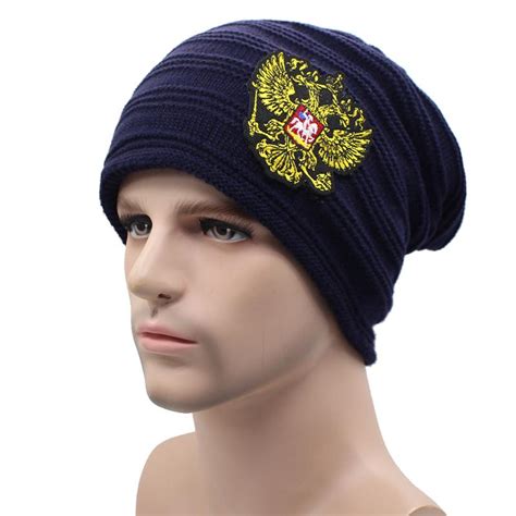 Buy Winter Knitted Hat Russian Emblem Beanies Winter Hats For Men Women